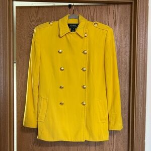 Lauren Ralph Lauren Yellow Worsted Wool Double Breasted Jacket